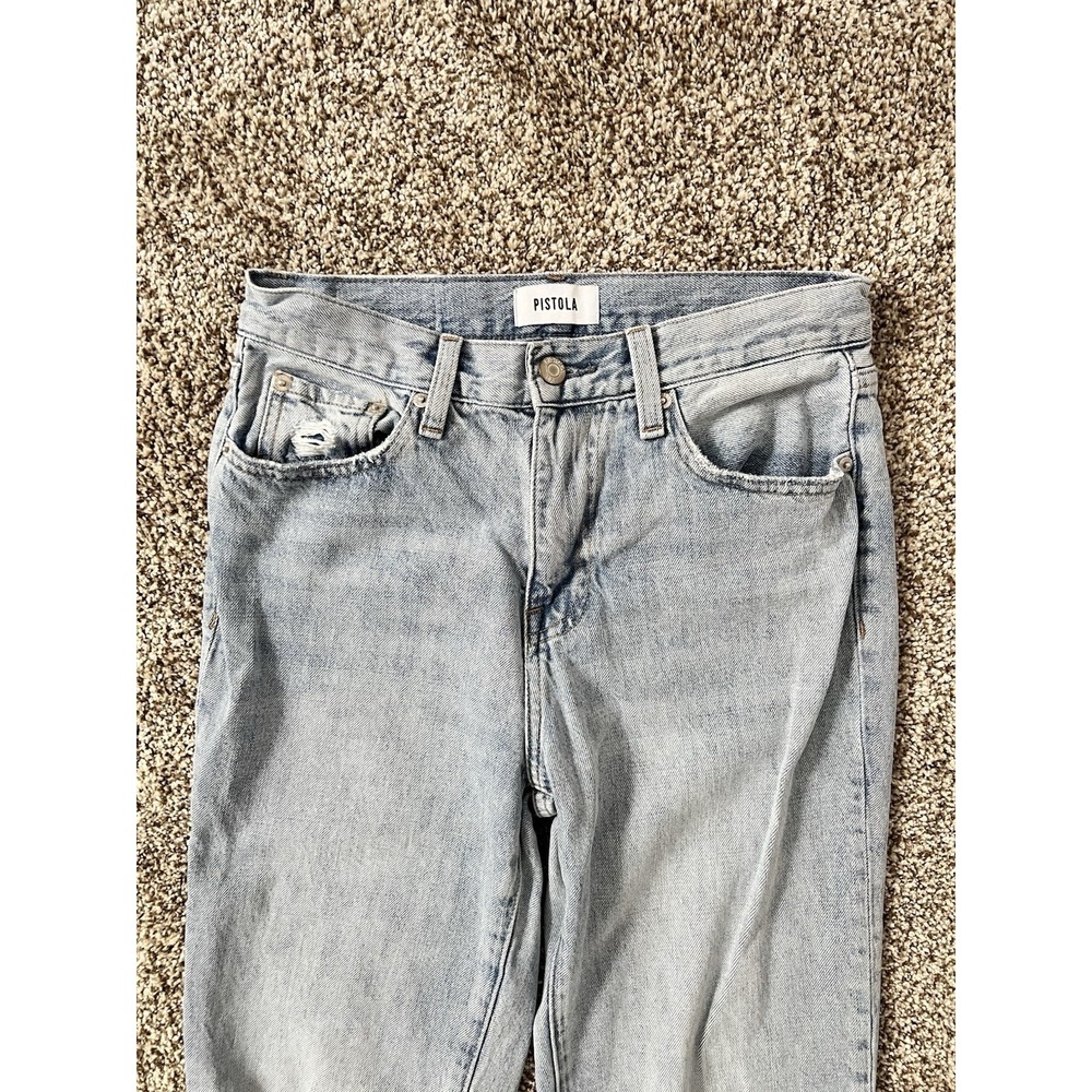 Pistola Presley High Rise Relaxed Roller Jeans Size 6 Light Wash Distressed - Picture 2 of 10